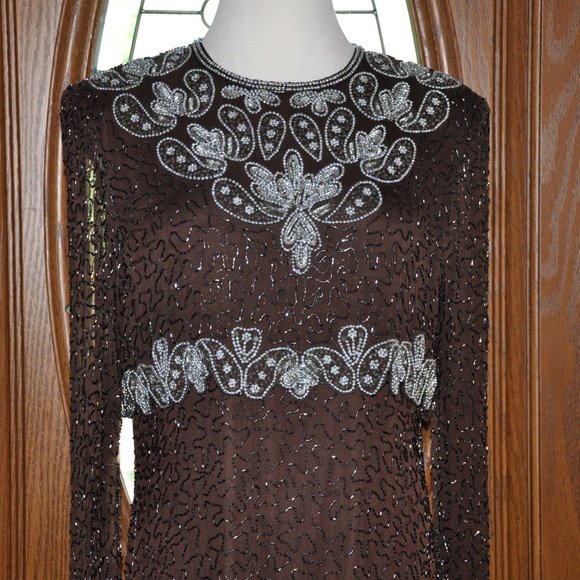 Brilliante by JA Expresso Fully Beaded Formal Evening Gown Mother of the Bride - Picture 2 of 8